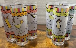 Flip Flop Sandals Wine Glasses/Tumblers - High Boy Beach Summer - Set of 8